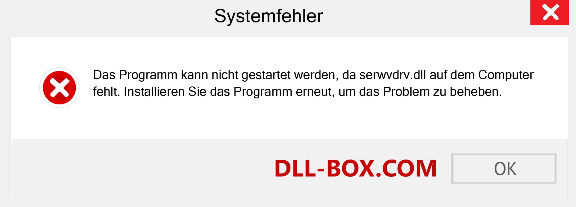 serwvdrv.dll-Datei fehlt?. Download für Windows 7, 8, 10 - Fix serwvdrv dll Missing Error unter Windows, Fotos, Bildern
